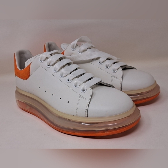 Alexander Mcqueen White Orange Leather Oversized Clear Sole Sneakers EU 43 10 US - Picture 2 of 16
